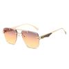 New frameless sunglasses, European and American fashion exquisite double beam trimmed Internet celebrity driving versatile sunglasses
