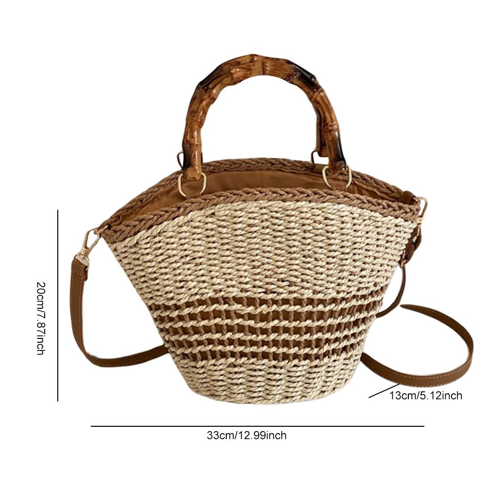 Women Woven Shoulder Bag Zipper Summer Beach Bag Casual Handbag Clutch Purse for Travel Vacation Shopping