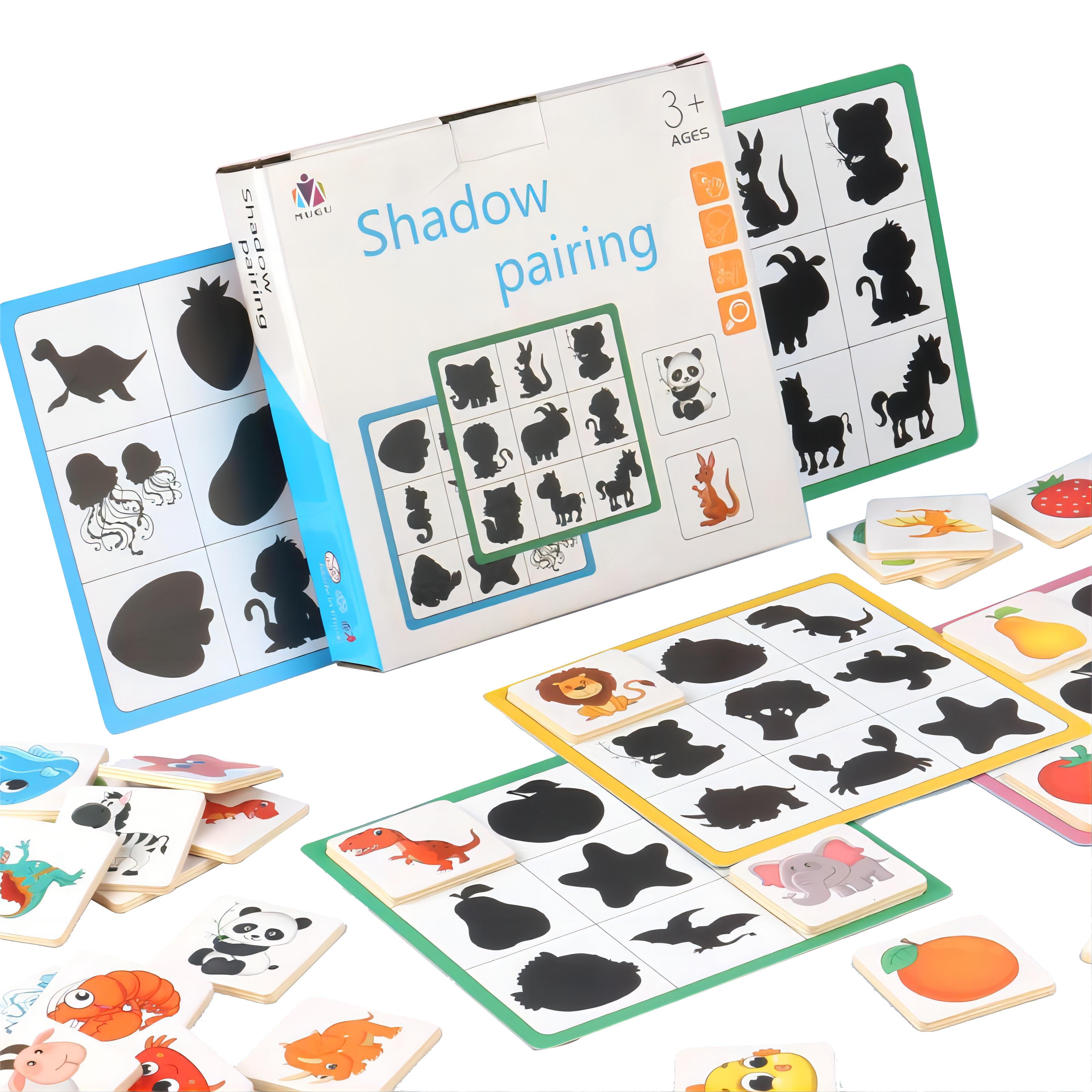 Montessori Educational DIY Children Wooden Toys Animal Fruit Farm Dinosaur Shape Shadow Matching Puzzle Game Kid Raw Wood Unisex 50