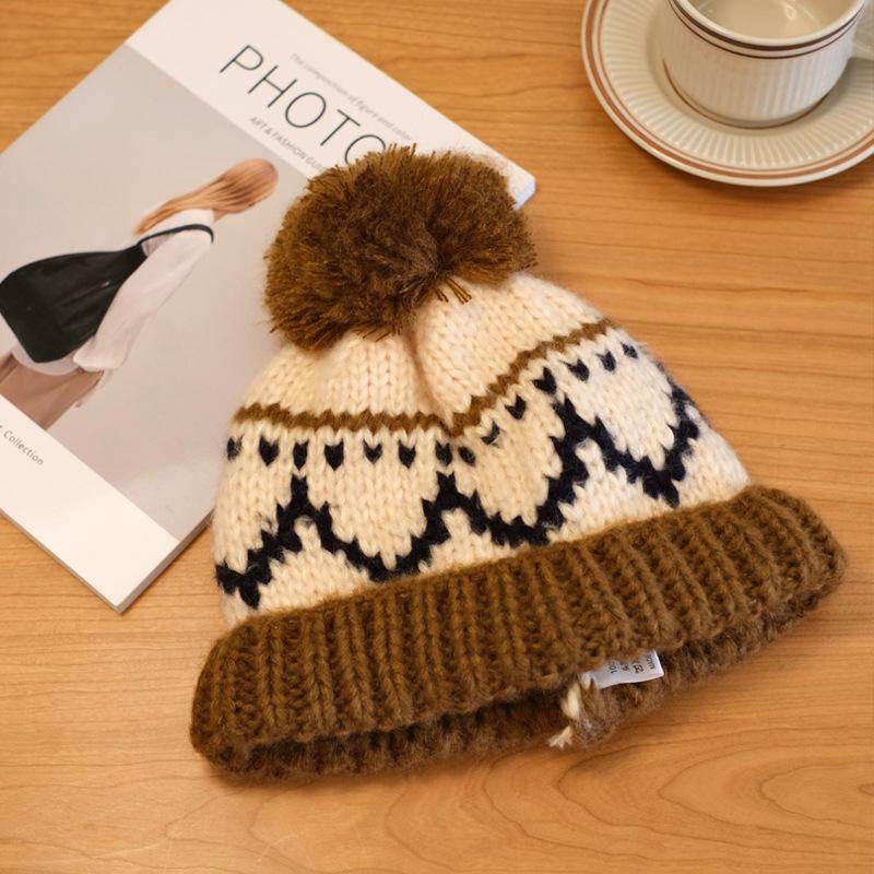 Новая ретро и милая шерстяная вязаная шапка для осени и зимы - это модная корейская стильная модная женская толстая и теплая шерстяная шапка One size
