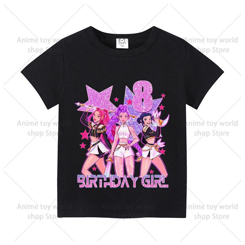 KPop Demon Hunters Birthday T-Shirt Printed Cotton Children's Short Sleeve Casual Baby Shower Short Sleeve Top T-Shirt Clothing