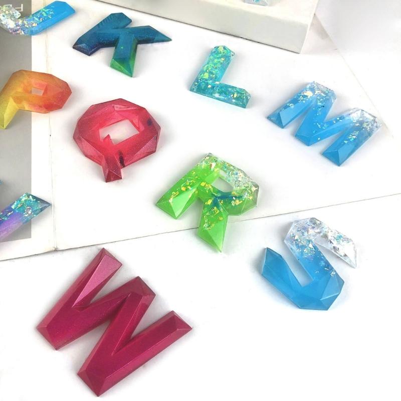 Semi-Stereoscopic Resin Keychain Molds DIY Alphabet Number Casting Mold Jewelry Craft Making Tools for Making Ornaments
