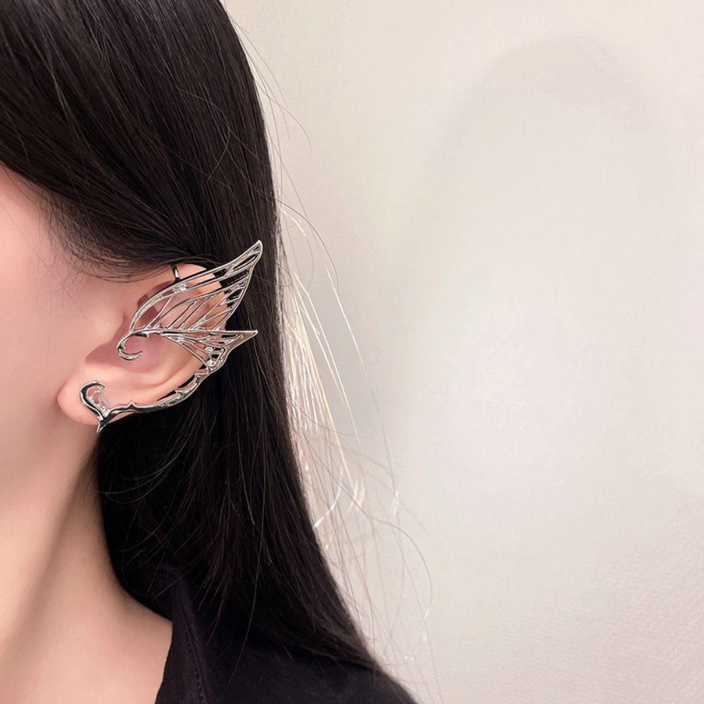 Korean Style Single Side Earrings Antique Gold Color Ear Cuff Retro Elf Ear Clip  Halloween