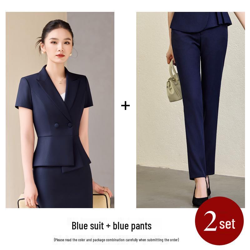 Women's Double-Breasted Short Sleeve Blazer - Summer Business Fashion