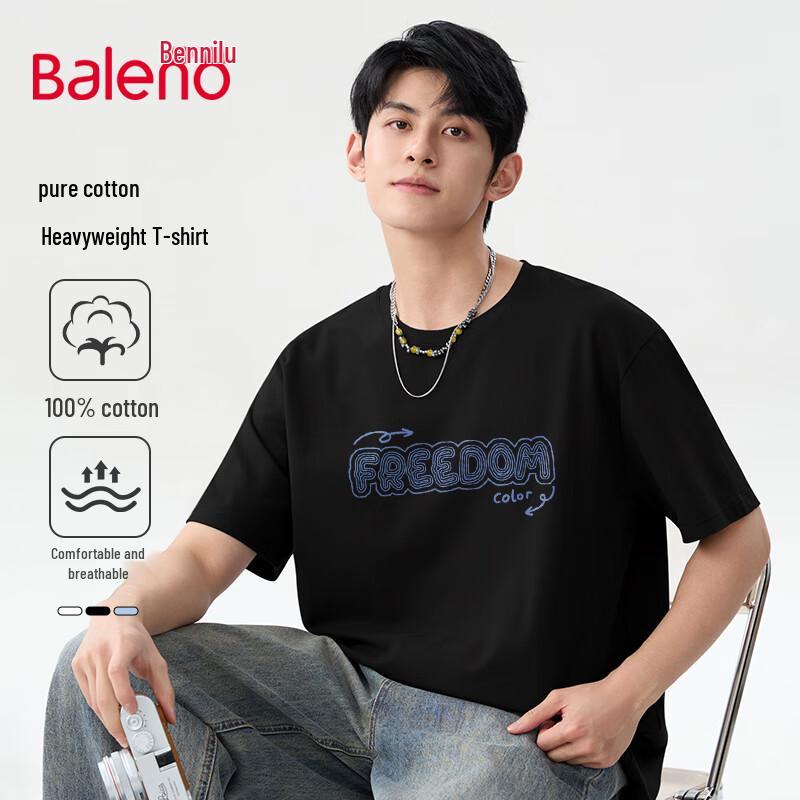 Baleno Men s American Letter Print Short Sleeve T-Shirt M