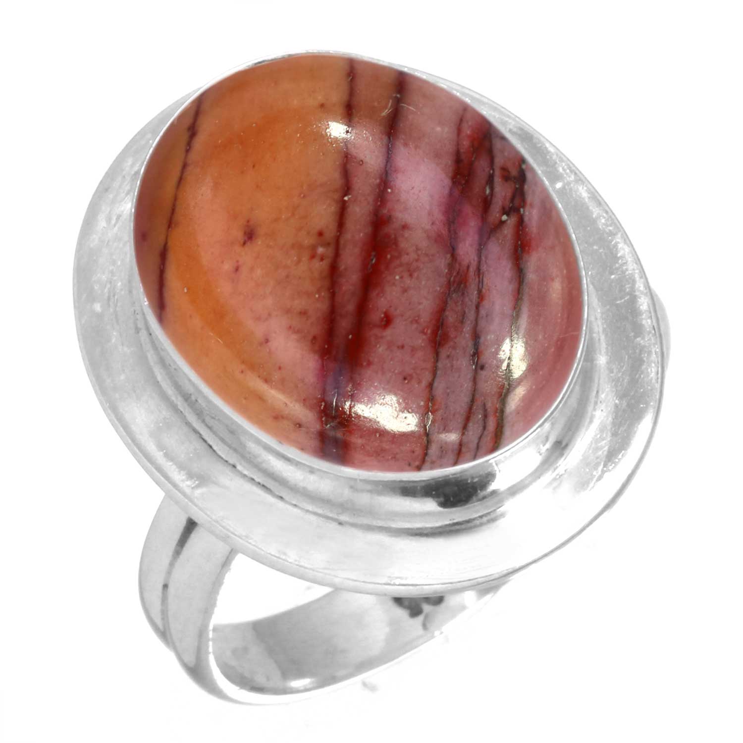 

Кольцо из стерлингового серебра 925 пробы, женское украшение ручной работы, подарок на День святого Валентина, мукаит, монтанский агат, моховой агат, колючая устрица, родонит, глаз Шивы 6.5