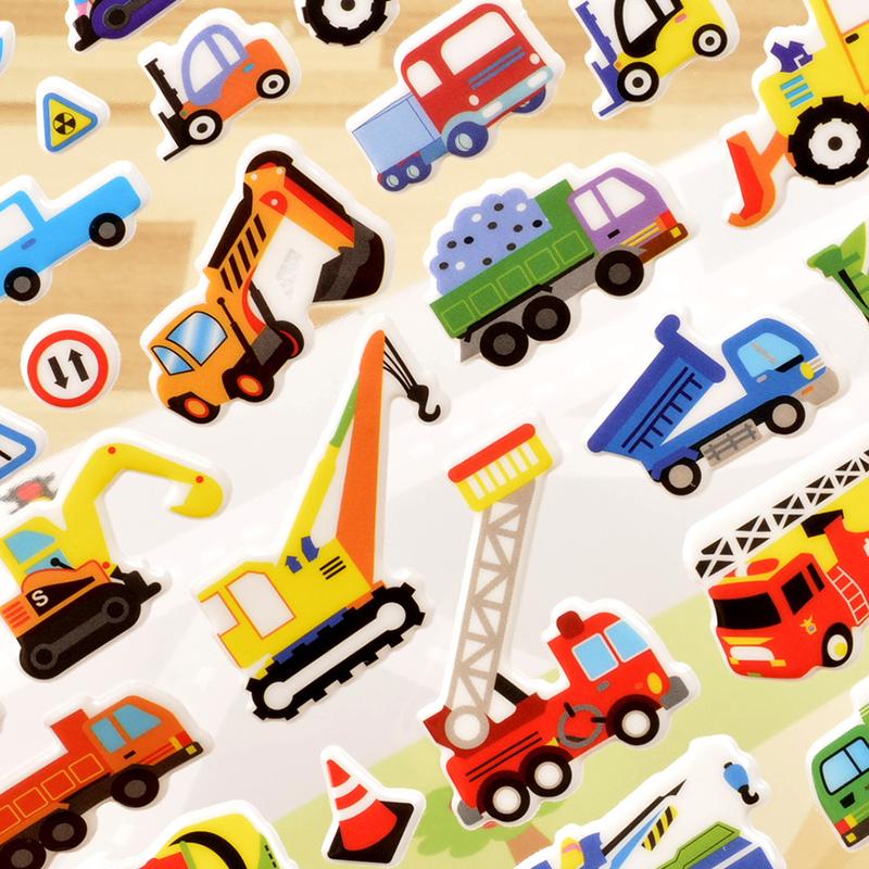 3D Bubble Sticker Car Truck Plane Traffic Waterproof Cartoon Anime Stickers For Girl Boy Kids Funny Educational Toys