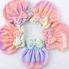 Pack of 2 Super Soft Corals Fleece Bath Cap Rainbow Gradients Fast Drying Elastic Hair Towel Wrap Turban for Women