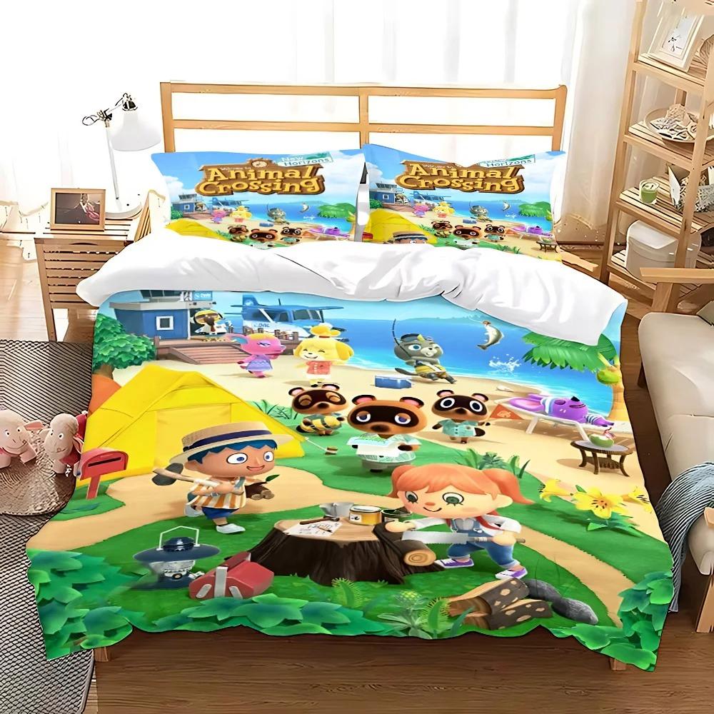 Cartoon Duvet Cover Pillowcase Animal Crossing Bedding Set Boys Girls Bedroom Decoration kids Gift Single Double King Size