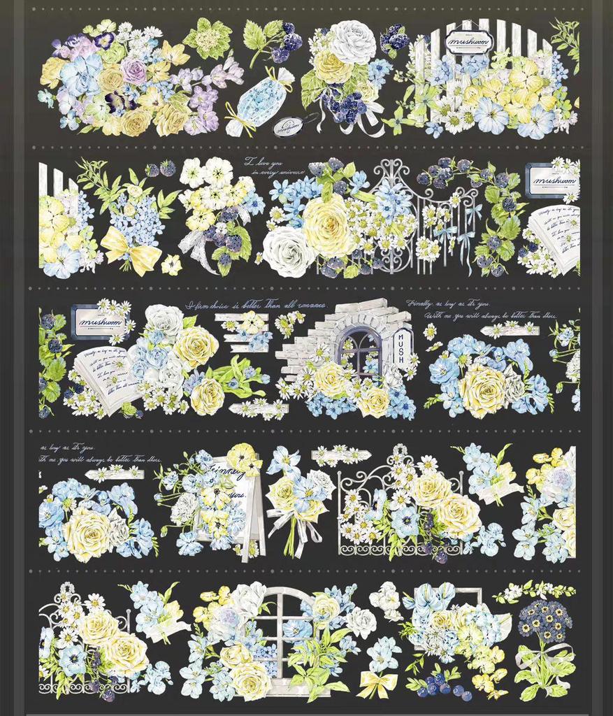 Falling Sunset Tide Washi Tape & Stickers for Journals: Flowing Hemp Ancient Style