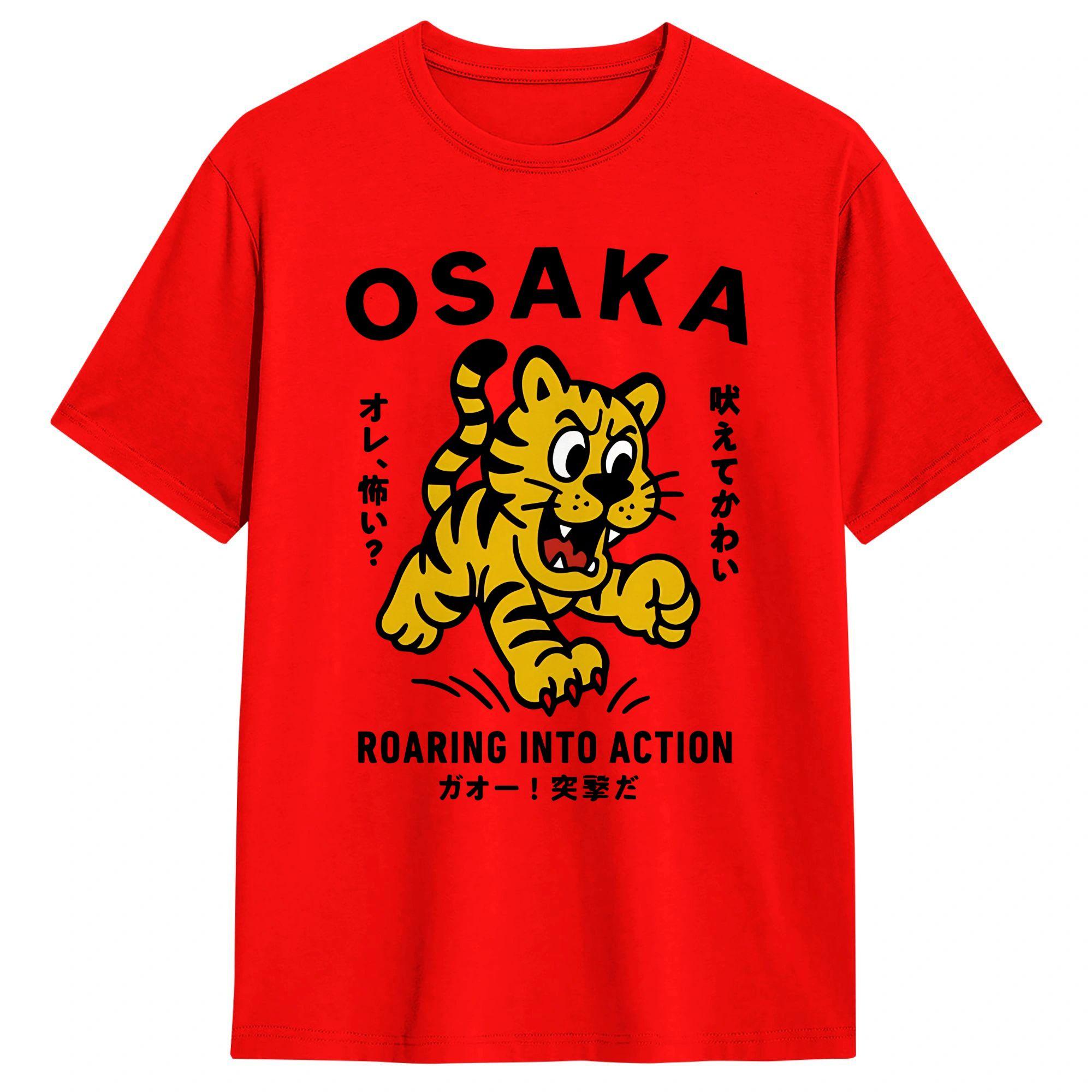 Harajuku TShirt Summer Japanese Osaka Tigers Hip Hop TShirts Cotton Tshirt for Unisex Y2K Fun Short Sleeve Clothes S