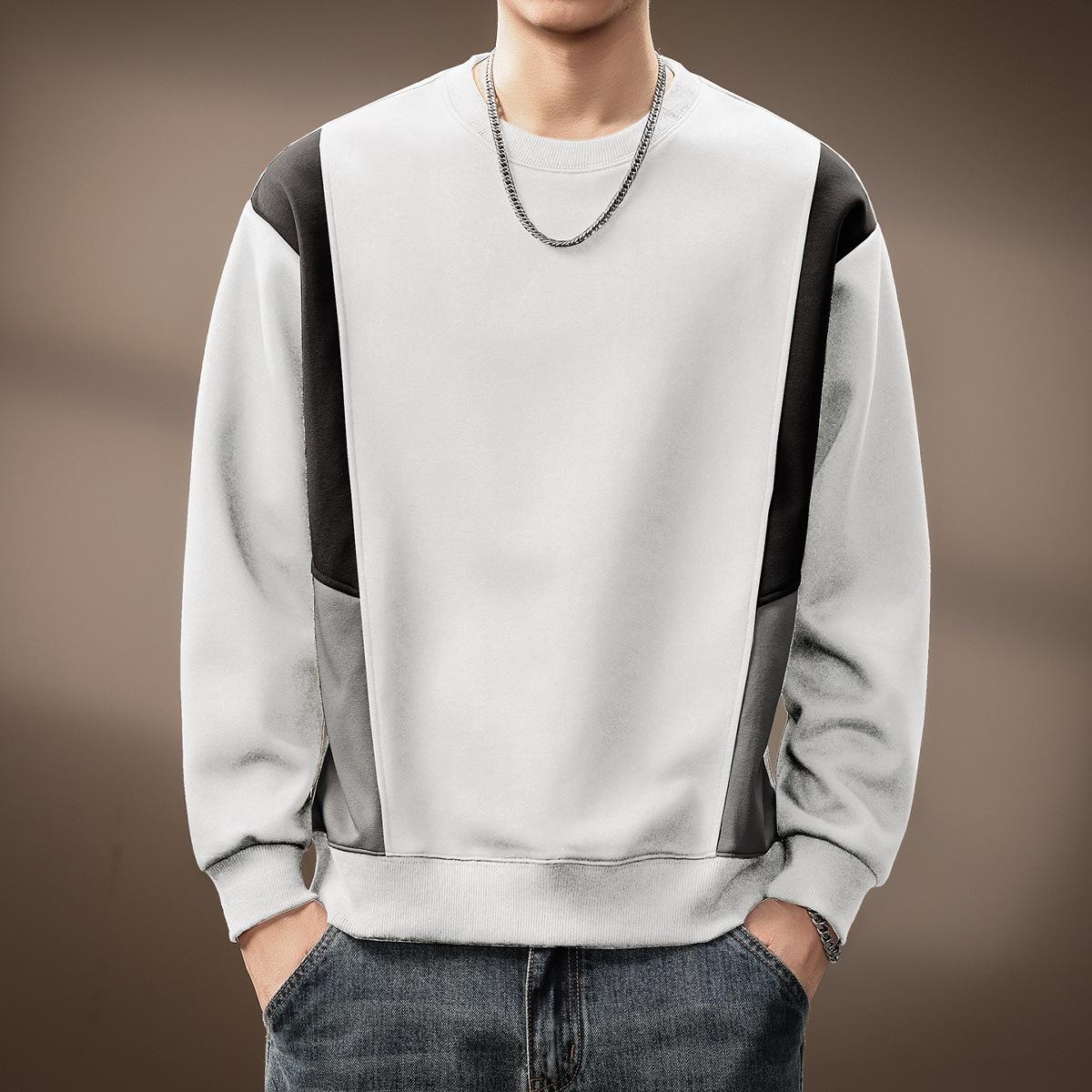 High-End Men s Retro Color Block Patchwork Heavyweight Hoodie, Autumn Arrival XL for 70-80kg