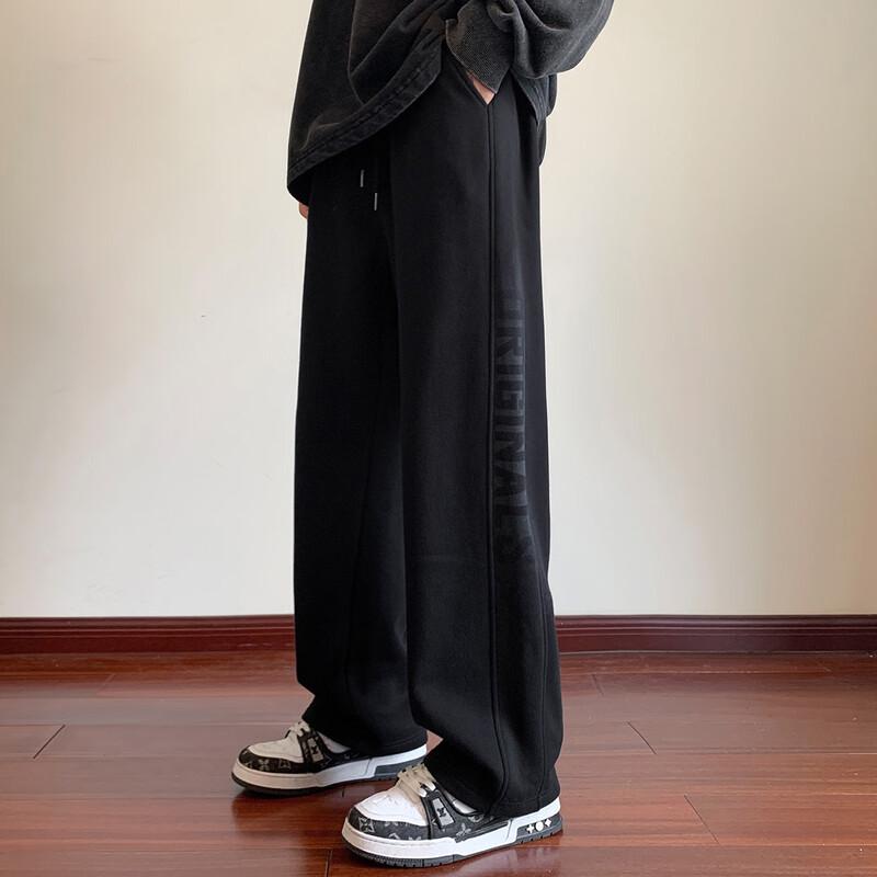 

TonLion Men s Knit Side-Letter Straight Casual Pants 2XL