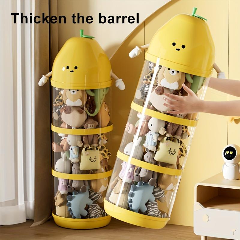 Plush Toy Storage Organizer,Stackable Transparent Cylindrical Containers with Lids, Large Capacity for Dolls,Muppets,Playroom Organizer,Playful Design