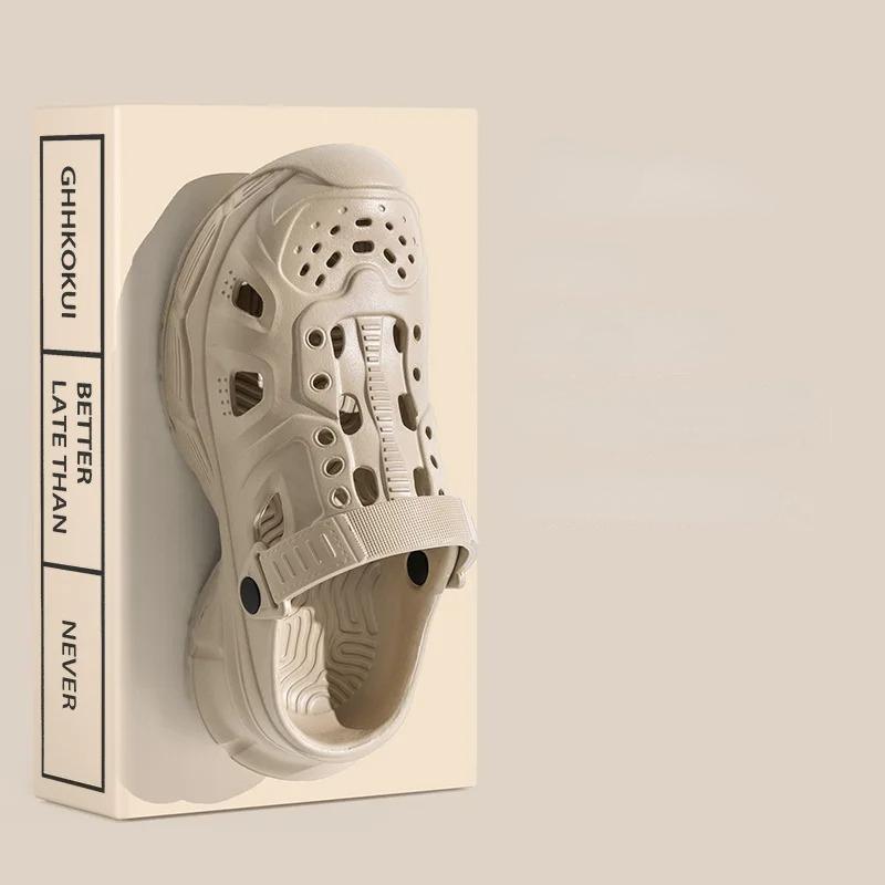 

Летние тапочки большого размера 47, устойчивые к запахам и износу, перфорированные, дышащие, нескользящие, сандалии на толстой подошве с завернутым носком 40-41 хаки