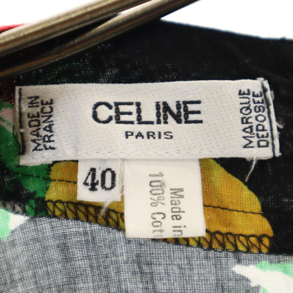 CELINE Made in France Rose pattern Short sleeve No color blouse 40 black Women Used