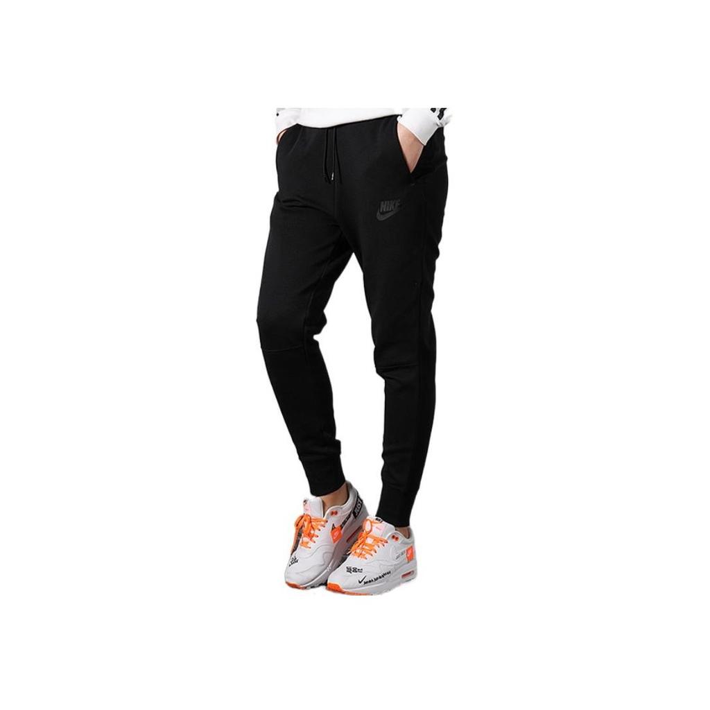 Nike Solid Color Logo Print Elastic Waist Drawstring Sports Pants Women Bottoms Black 931829-010