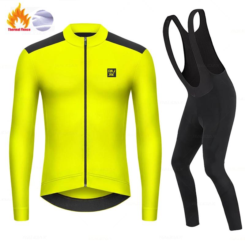 Raudax Winter Thermal Fleece Cycling Jersey Set Normal Studios Racing Bike Cycling Suit Mountian Cycling Clothing Ropa Ciclismo