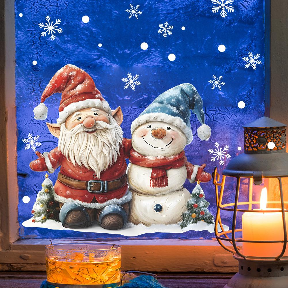 Fun-f212 Christmas Holiday Snowmen Santa Claus Balcony Glass Window Beautify Decorative Window Stickers