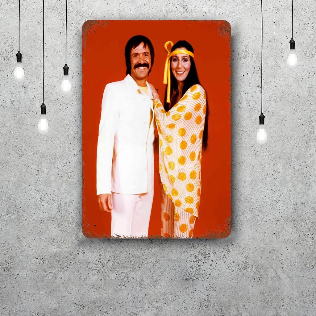 Sonny Cher Vintage Metal Tin Signs Posters Decor Retro Metal Plaque Wall Art Decor for Garage Bar