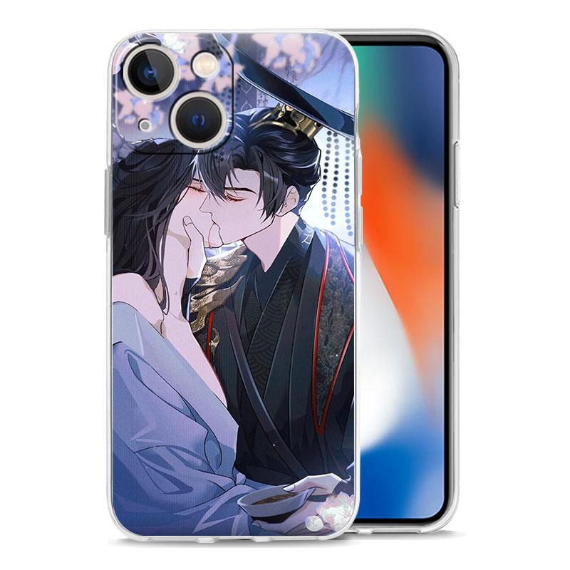 Handyhülle für iPhone 15 14 13 12 Mini 11 Pro Max XS X XR 7 8 Plus Transparente TPU-Hülle Comic Man Erha und sein weißer Katzenmeister