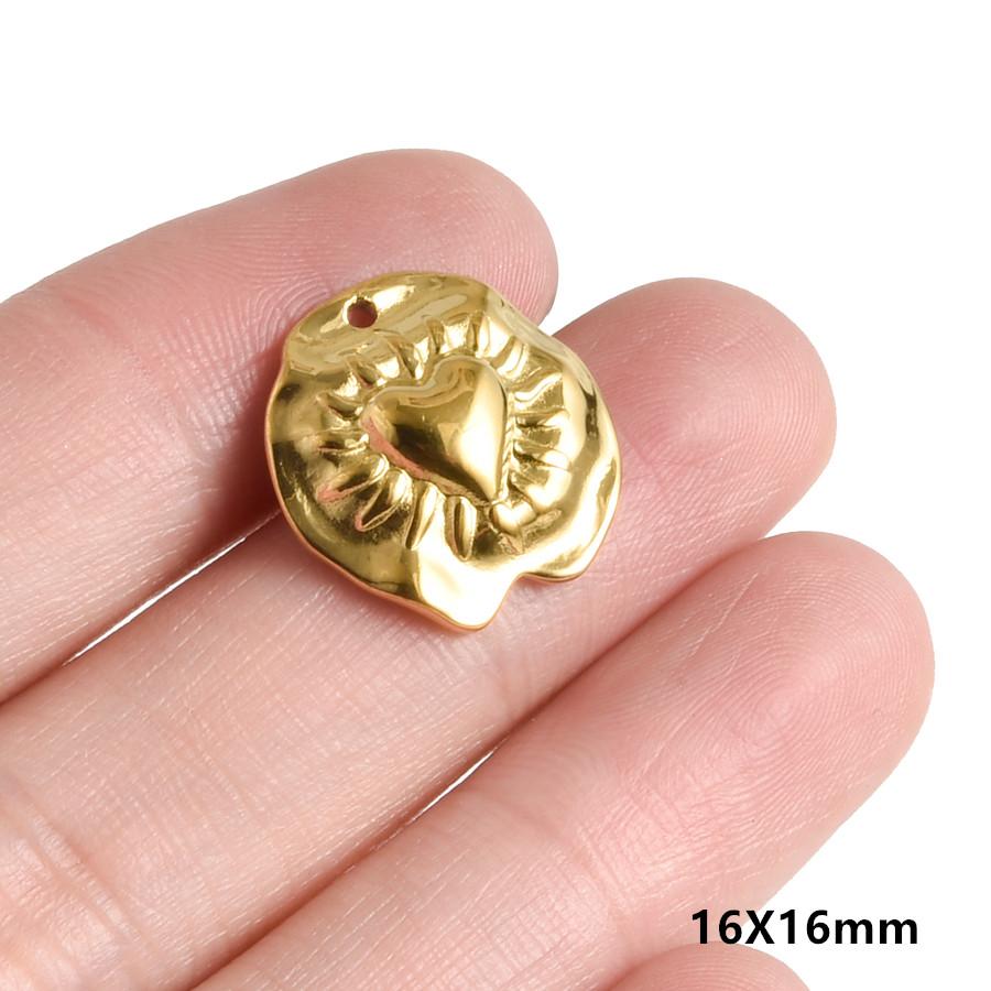 5pcs/Lot Gold Color PVD Stainless Steel Sacred Heart Pendants For Jewelry Making Supplies Sun Love Charm DIY Necklace Bracelets