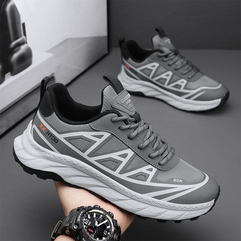 

Running shoes men s new summer Korean version fashion net shoes casual sports shoes trendy wear trendy men s shoes 44 сірий колір