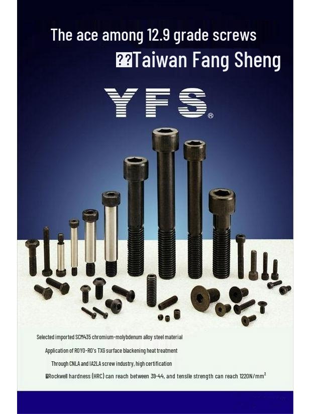 Grade 12.9 High-Strength Black Nickel Plated Hex Socket Mushroom Head Screw, M4 Sizes 6-40