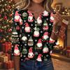 Women's Casual Christmas Print V-Neck Button Three-Quarter Sleeve T-Shirt