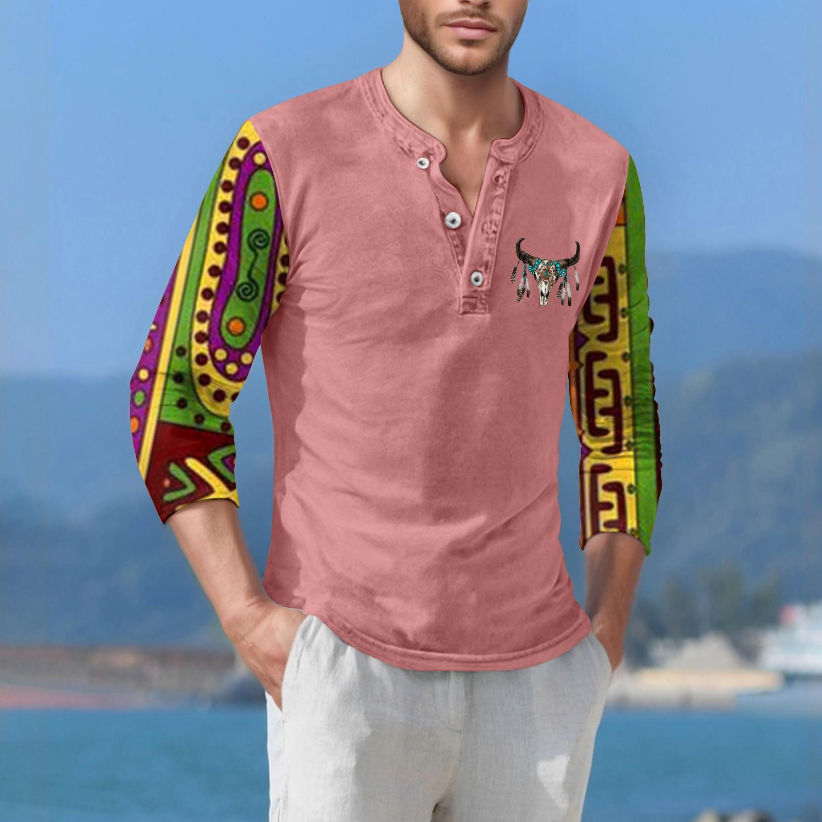 

Чоловіча футболка вуличного повсякденного стилю з довгими рукавами XXL рожевий