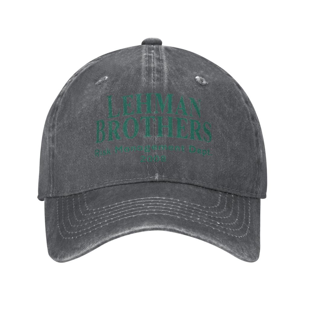 Unisex Lehman Brothers Risikostyringsavdeling Trykkhatt Vintage Distressert Denim Baseballcaps Justerbar