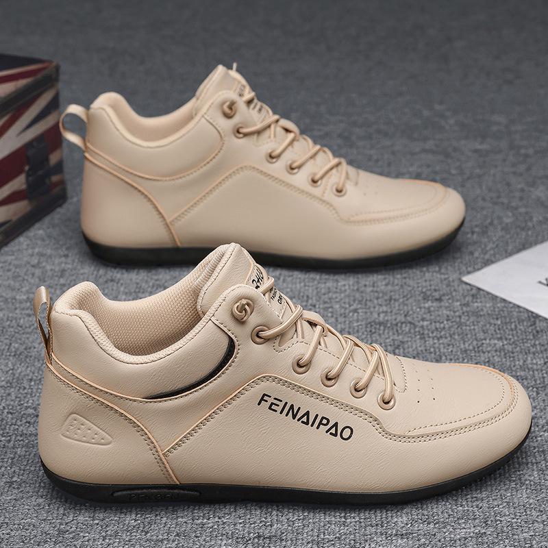 Men's shoes spring new fashion trend casual board shoes men's versatile lace-up non-slip work leather shoes