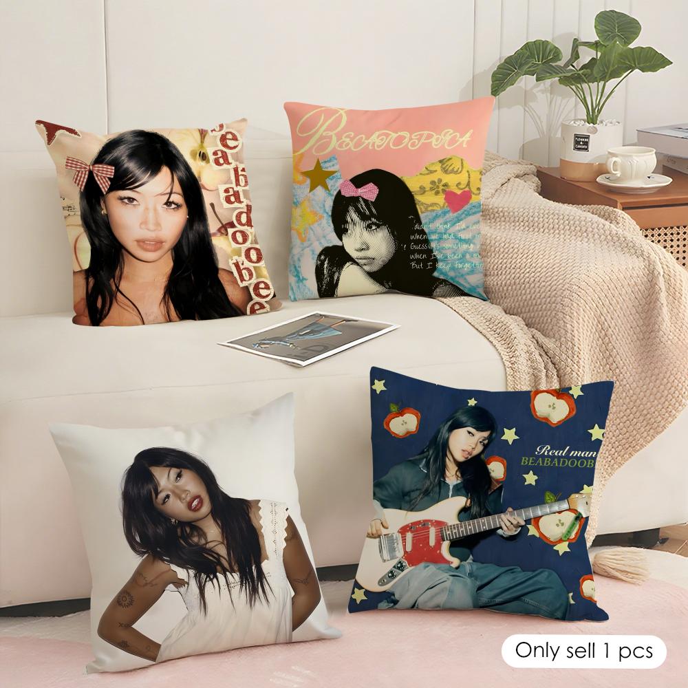 B-Beabadoobee Cushion Cover Soft Short Plush Pillow Cover Smooth Cozy Texture Aesthetic Cushion Case Home Decor