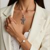 Stylish Religious Pendant Earring Heart Necklace Comfortable Jewelry Alloy Texture Suitable for Dating and Casual Event