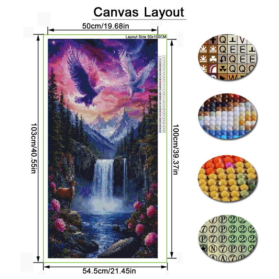 Große Größe Diamantmalerei Adler Berg Wasserfall Landschaft DIY Voll Quadratisch Rund Bohrer Strass Stickerei Tiere Mosaik Kreuzstich-Sets