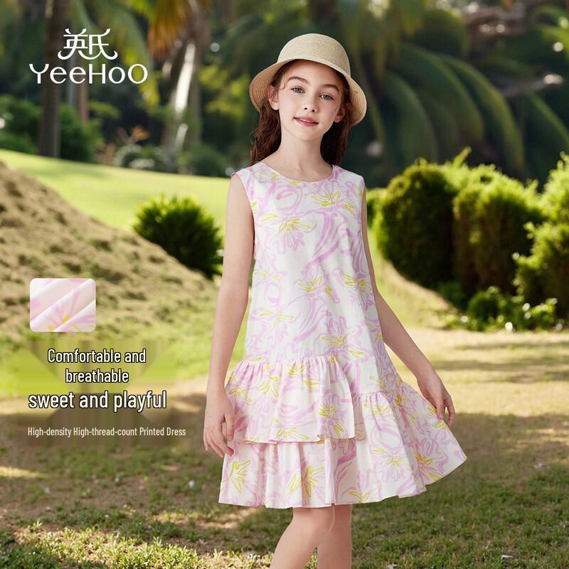 YEEHOO Girls  Pure Cotton Floral Sleeveless Dress 110