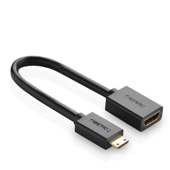 Ugreen HDMI to Mini HDMI Adapter Cable, Female to Male, 4K 60Hz, Ethernet HEC ARC, 32 Audio Channels, 22 cm, Black (20137)