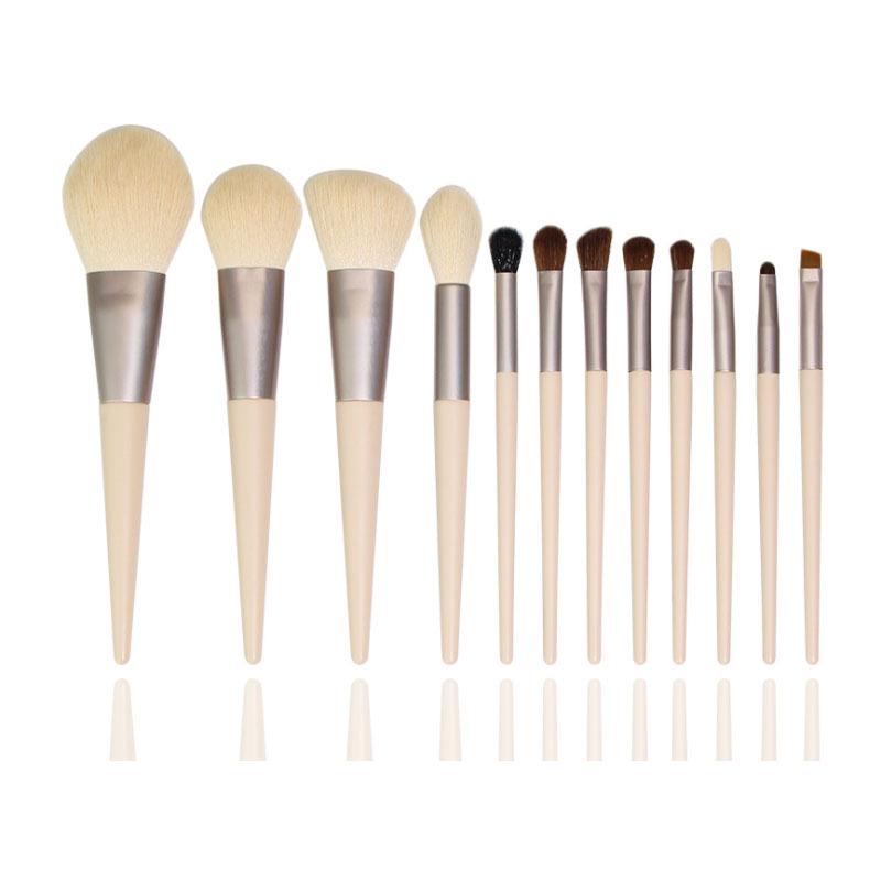 

Morandi 12-Piece Makeup Brush Set: Soft Animal Hair for Contouring, Eyeshadow, Powder, Blush, and Concealer