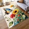 Colorful Butterfly and Sunflower Art Non-slip Rug Suitable for Living Room and Bedroom Sofas