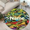 Custom Name Personalized Gamer Print Round Rug, Versatile Home Decor Carpet, for Playroom, Apartment, Balcony, Entryway, Hallway Gift
