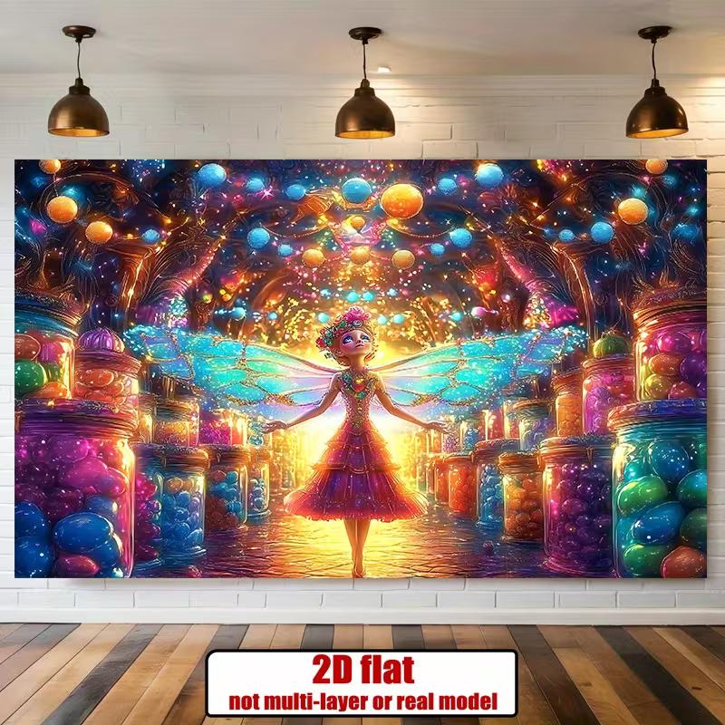 

2D Candyland Fairy Backdrop Kids Birthday Photography Background Cloth 47.2x31.5inch/120*80cm