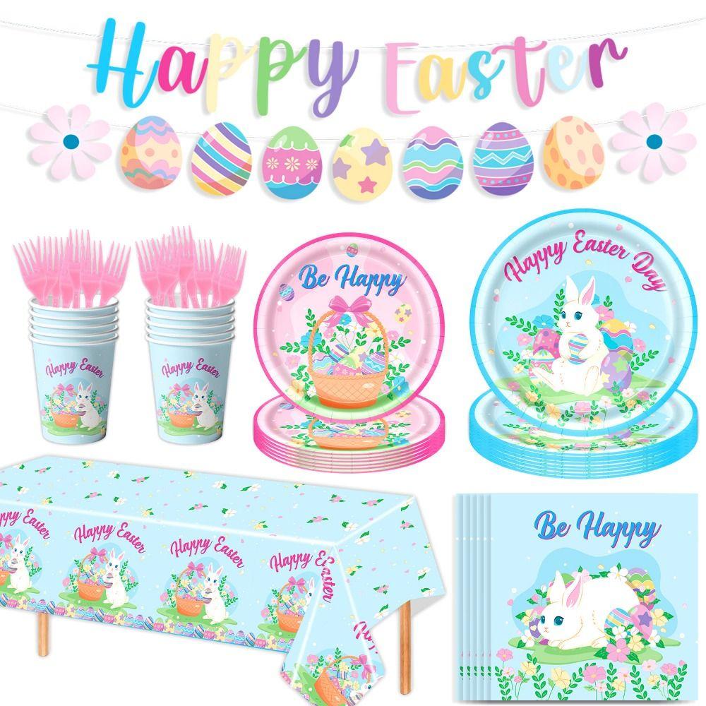 Creative Easter Theme Decor Cute Happy Easter Decor Rabbit Egg Banner  Scene Decoration
