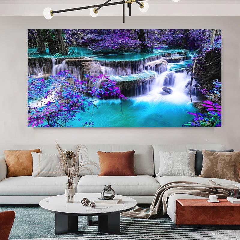 

Пейзаж Водопад Картина на холсте Настенная живопись Пляж Восход Плакат Печать Картина для скандинавского домашнего декора Декор для гостиной Настенный декор 20x40cm