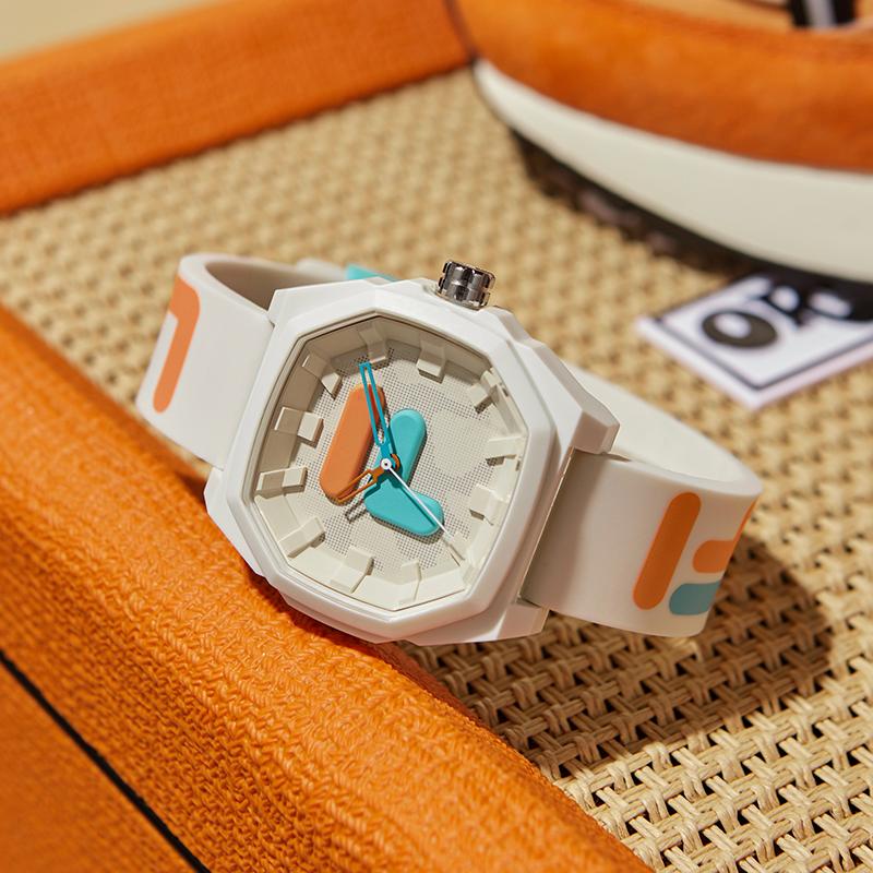 FILA Dopamine Series Watch Quartz Movement Silicone Strap White Dial Casual Retro Versatile Sport Cute Macaron Unisex watch FLM38-6105-007