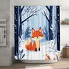 Charming Winter Fox Shower Curtain For Kids - Cute Animal Design Waterproof Bath Decor With Ring Waterproof Durable Easy-Clean