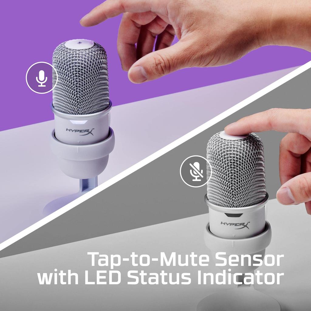 Hyper-X SoloCast USB Standalone Microphone, White, for Teleworkers, Streamers, Content Creators, and Gamers, Compatible with PC, PS4, and PS5, 2-Year