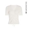 ELLASSAY Women's Elegant Drawstring V-Neck Knit Top