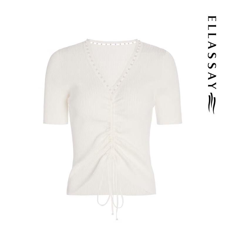 ELLASSAY Women's Elegant Drawstring V-Neck Knit Top