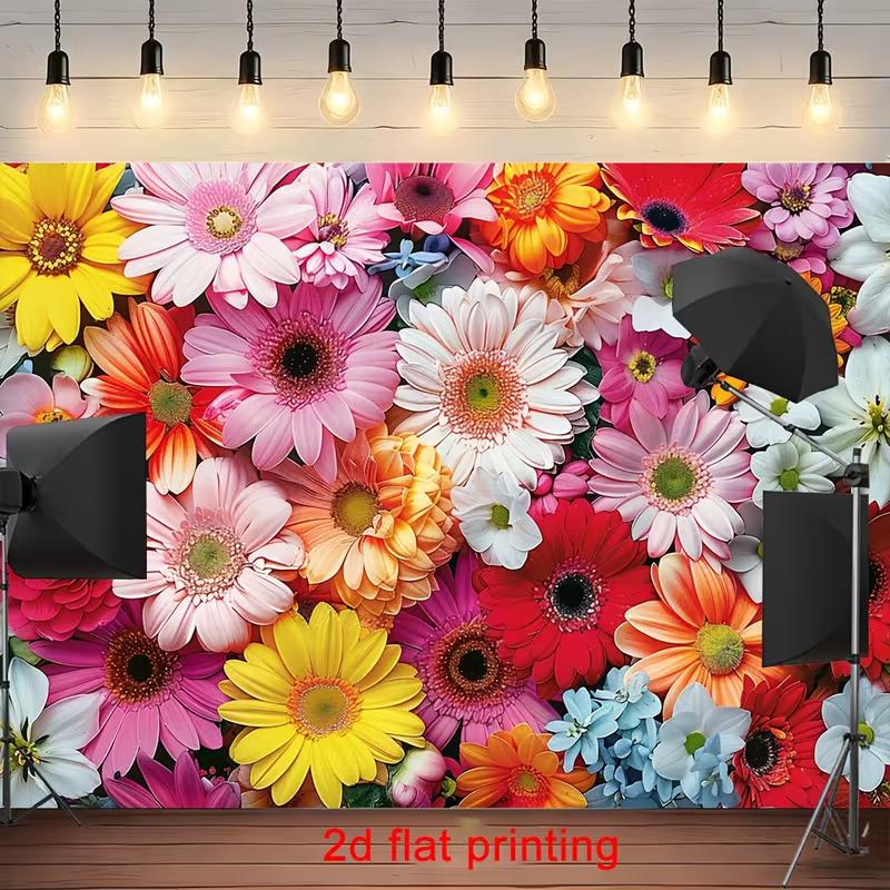 2D Colorful Gerbera Flower Wall Backdrop Background Cloth