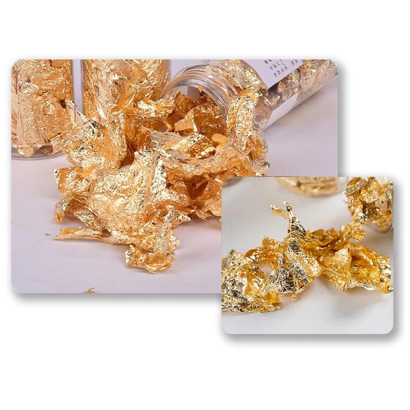 2g/bottle Gold Foil Paper Decoration Imitation Gold Flake Silver Leaf Inedible DIY Art Baking Decorating Tool for Cake Dessert